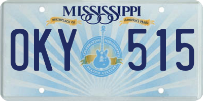MS license plate OKY515