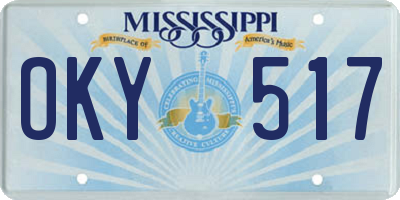 MS license plate OKY517