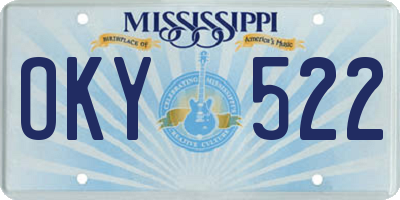 MS license plate OKY522