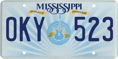 MS license plate OKY523