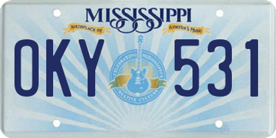 MS license plate OKY531