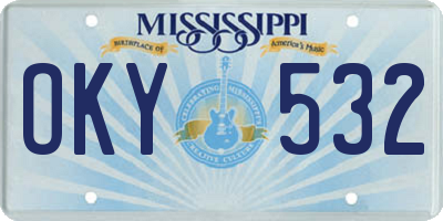 MS license plate OKY532