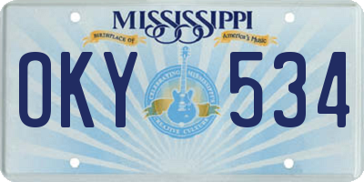 MS license plate OKY534