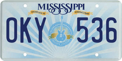 MS license plate OKY536