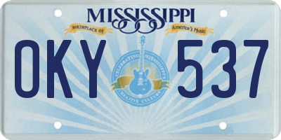 MS license plate OKY537