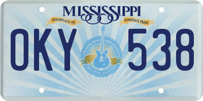 MS license plate OKY538