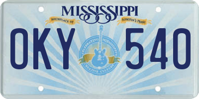 MS license plate OKY540