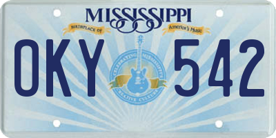 MS license plate OKY542