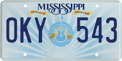 MS license plate OKY543