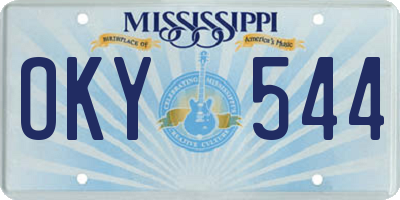 MS license plate OKY544