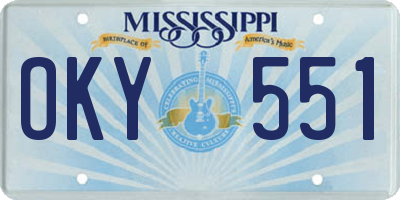 MS license plate OKY551