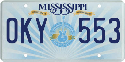 MS license plate OKY553