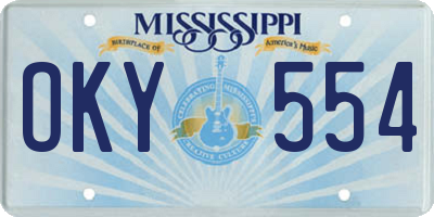 MS license plate OKY554