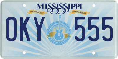 MS license plate OKY555