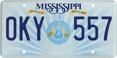 MS license plate OKY557
