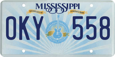 MS license plate OKY558