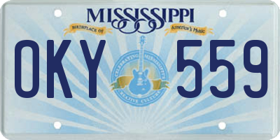 MS license plate OKY559