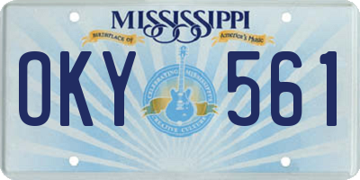 MS license plate OKY561