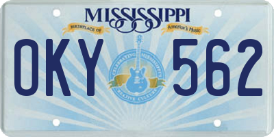 MS license plate OKY562