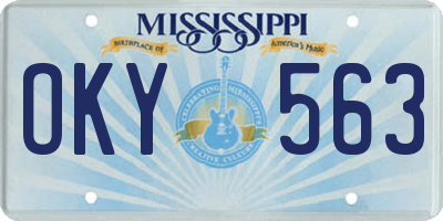 MS license plate OKY563