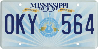 MS license plate OKY564