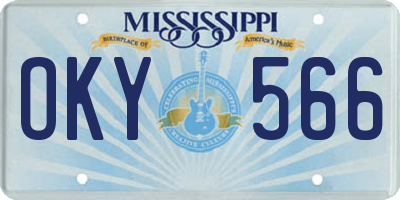 MS license plate OKY566