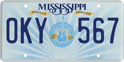 MS license plate OKY567