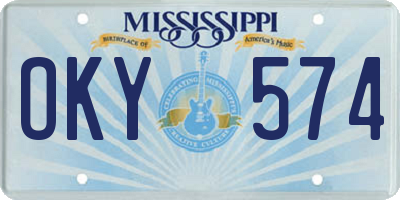 MS license plate OKY574