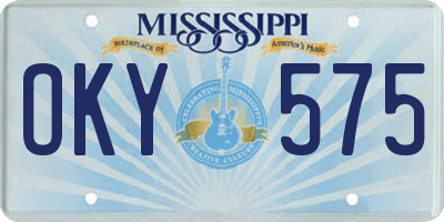 MS license plate OKY575