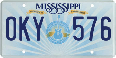 MS license plate OKY576