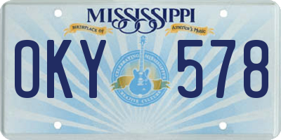 MS license plate OKY578