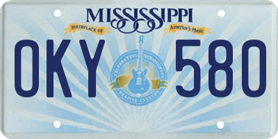 MS license plate OKY580
