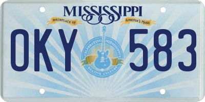 MS license plate OKY583