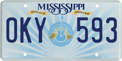MS license plate OKY593