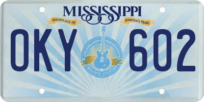 MS license plate OKY602