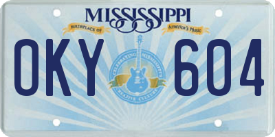 MS license plate OKY604