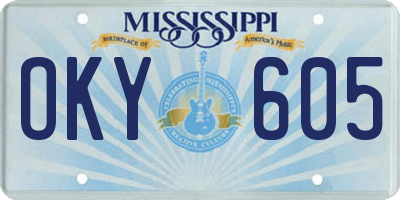 MS license plate OKY605