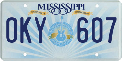 MS license plate OKY607