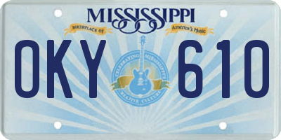 MS license plate OKY610