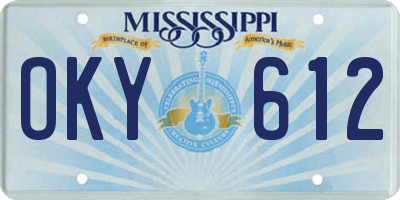 MS license plate OKY612
