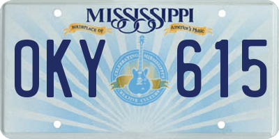 MS license plate OKY615