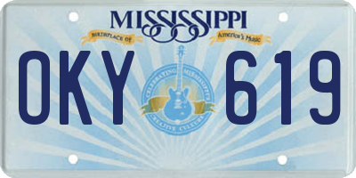 MS license plate OKY619