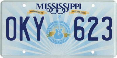 MS license plate OKY623