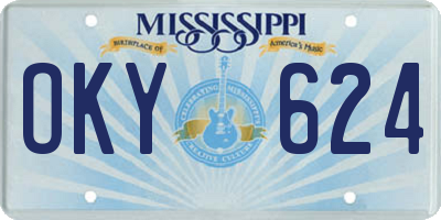 MS license plate OKY624