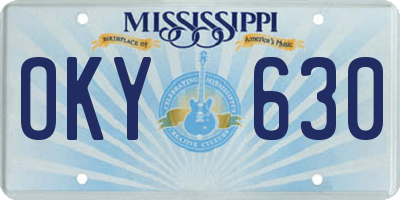 MS license plate OKY630