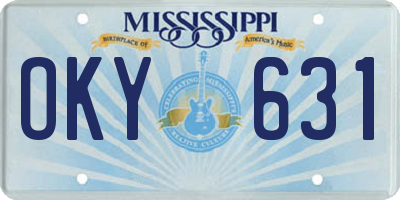 MS license plate OKY631