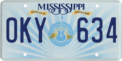 MS license plate OKY634