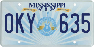 MS license plate OKY635