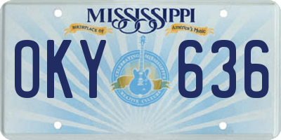 MS license plate OKY636