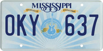MS license plate OKY637